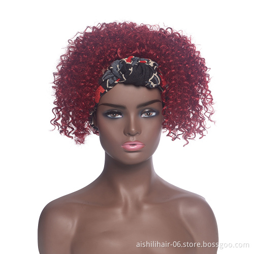 Aishili factory wholesale wig with headband Afro curly headband wigs for black women